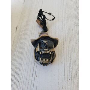 Scary black skull face keychain Halloween figure